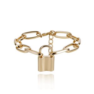 Populaire nns nieuwe mode luxe designer eenvoudige gouden link ketting hangslot bedelarmbanden voor vrouwen meisjes