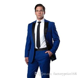 Populaire One Button Groomsmen Peak Lapel Groom Tuxedos Groomsmen Best Man Suit Mens Wedding Suits Epoux (Veste + Pantalon + Cravate) B253