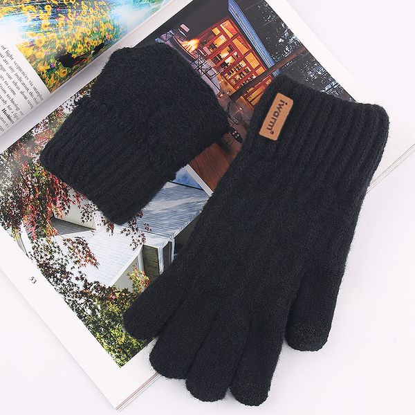 Gants tricotés de voyage en plein air populaires unisexe couleur Pure garder au chaud gants demi-doigt pour hommes femmes automne hiver mode mitaine cachemire