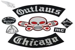 Populaire Outlaw Chicago Borduren Patches Voor Kleding Cool Volledige Back Rider Ontwerp Ijzer Op Jas Vest80782525364541