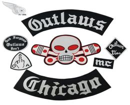 Patches de broderie Chicago Outlaw Chicago pour vêtements cool Full Back Rider Design Iron on Veste Vest80782523997112