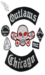 Populaire Outlaw Chicago borduurpleisters voor kleding coole full back rider ontwerp ijzer op jasvest80782527316820