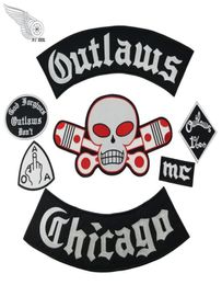 Populaire Outlaw Chicago borduurpleisters voor kleding coole full back rider ontwerp ijzer op jasvest80782524248277