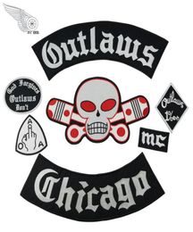 Populaire Outlaw Chicago borduurpleisters voor kleding coole full back rider ontwerp ijzer op jasvest80782524874593