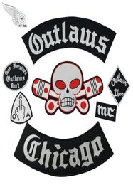 Patches de broderie Chicago Outlaw Chicago pour les vêtements cool Full Back Rider Design Iron on Veste Vest80782522759510