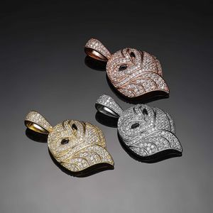 Populaire uil zirkoon heup hiphop hanger ketting mode -accessoires 14k wit goud glanzende cz kubieke zirkonia ketens esthetische diamanten sieraden cadeau voor mannen vrouwen