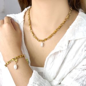 populaire parel hanger ketting roestvrij staal handgemaakte armband dames 18K gouden mode paleisstijl sieraden Buitenlandse handel