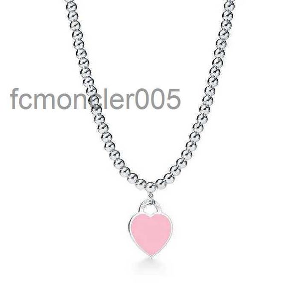 Colliers de pendentif populaires Design 925 Perles en argent sterling pour femmes bijoux avec rose rouge noir couleur émail coeur coeur