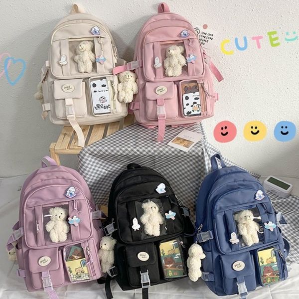 Popular Pink Pink Purple Color Girls High School Student Student Student Estudiantes de la mochila Estudiantes de la escuela secundaria femenina