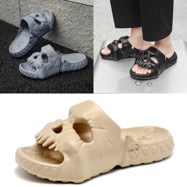 Chaussures positives populaires Eva Pieds Skull Sandales Sandales Black Summer plage Chaussures pour hommes Emballage Emballage respirant Slippers Gai Taille 40-45