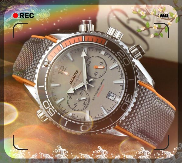 Populaire Premium Mens Full Functional Wristwatch 43mm Quartz Movement Male Time Clock Watch Nylon Fabric Band dark feature sport Montre-bracelet Orologio di lusso cadeaux