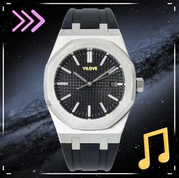 Populair President Succes Heren Zakelijk horloge met grote wijzerplaat Saffierglas Buiten Quartz Klok Zwart Blauw Rubber Roestvrij stalen band Cool Horloge Geschenken