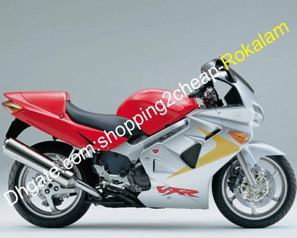 Carénage de moto de course populaire pour Honda VFR800RR VFR800 VFR 800 1998 1999 2000 2001 Kit de pièces de rechange de carénages rouges argentés d'usine