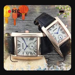 Populaire Rechthoek Romeinse Cijfer Horloges Echt Leer Heren Dames Liefhebbers Quartz Batterij Super Horloge Koppels Klassieke Tank Serie Wri263M