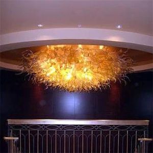 Populaire ronde plafondlampen Amberkleurige plafondlamp Handgeblazen glazen kroonluchter Indoor Art Decor Rond 40 inch