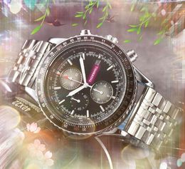 Populaire deuxième broche flèche rouge montres chronomètre fonctionnel complet 43MM en acier inoxydable ceinture horloge mouvement à quartz chronographe Vintage tous les cadeaux de montre-bracelet de crime
