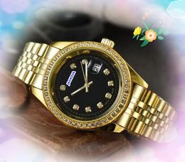 Populaire verkoop unisex militaire mannen vrouwen kijkt zakelijke vrije tijd diamanten ring stip roestvrij staal klok kwarts automatische dag datum time chain armband Watch