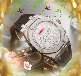 Populaire six trois broches designer montre 42mm de haute qualité importé en acier inoxydable bande de caoutchouc hommes horloge cool quartz batterie super Iced Out Hip Hop Montre-bracelet