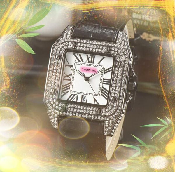 Populaire carré romain cadran de réservoir amoureux montres hommes et femmes couples diamants bague horloge mouvement à quartz étanche bracelet en or dames vitesse lune montre cadeaux