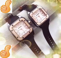Populaire vierkante Romeinse dames herenhorloges 40 mm 34 mm luxe mode rubberen band quartz uurwerk vierkante tank roestvrijstalen kast analoog casual horloge