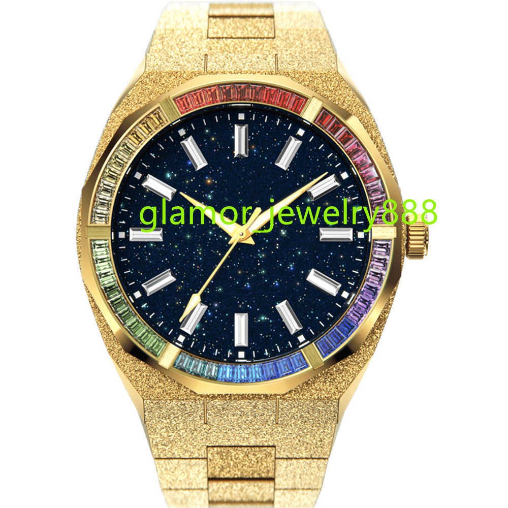 Populair roestvrij staal Miyota quartz uurwerk Aangepaste merkluxe Diamond 5ATM waterdichte gouden horloges voor heren