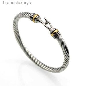 Populaire staaldraad Twisted Haakvormige armband Gouden armband roestvrijstalen kabelarmband