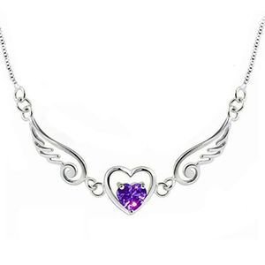 Populaire Sterling Sier Wings hartvorm ketting voor vrouwen fijne sieraden trouwfeest verjaardagscadeau