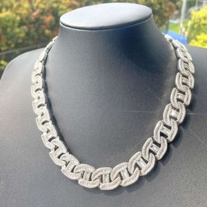 Populaire stijl Cubaanse keten sieraden 16 mm breedte 925 Sterling zilveren stokbrood Moissanite diamanten link ketting