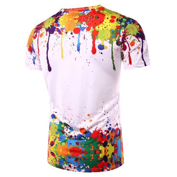 Camisetas para hombres Patrón de pintura salpicada Patrón de impresión 3D T Shirt Transpirable Cuello redondo Manga corta para hombres o mujeres