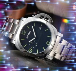 Populaire sous-cadran travail hommes montres 45mm quartz haut de gamme en acier inoxydable caractéristique sport électronique analogique numérique lumineux minuterie horloge montre-bracelet cadeaux exquis