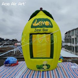 Popular Summer 3x3.8m (10x12.5ft) Caballero de limón inflable Pista de venta de limonadas con ventilador de aire gratis para la publicidad de promoción de eventos