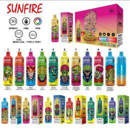 Tornado Sunfire populaire 9k Puffes 9000 Derbulable Vape Pod 18ml Bobine de vapeur de vapeur préfile