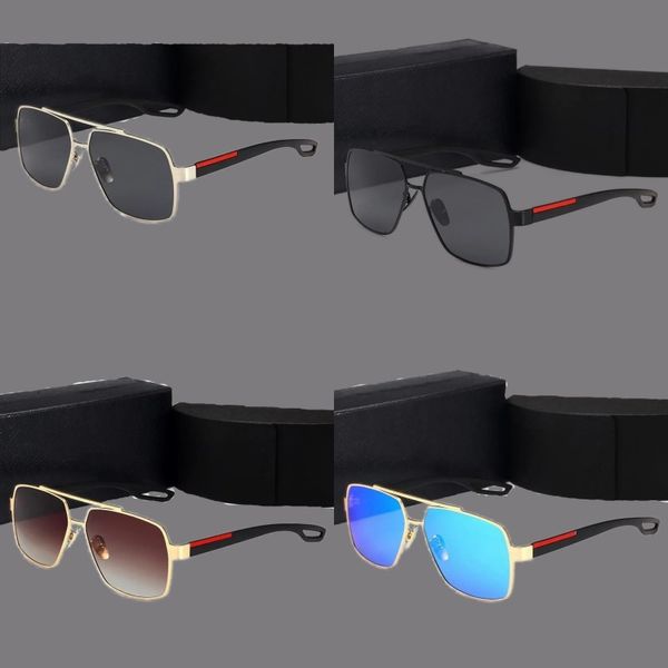 Lunettes de soleil populaires pour femmes designer UV400 polarisant bleu marron lentille dégradé luxe lunettes cadre en métal évidé miroir jambes lunettes rectangle ga0126 C4