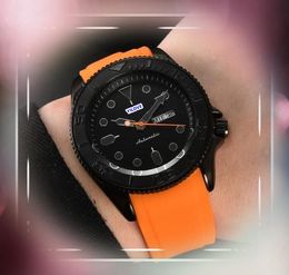 Populaire Super Fashion Men Quartz Watch Day Date Time Clock Black Ceramic Case Aangepast Logo Waterdichte Business Casual Super kleurrijke rubberen band polshorloge