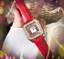 populaire suqare diamants bague lunette dame montre en or 36mm cadran romain mouvement à quartz japonais véritable ceinture en cuir horloge femmes montres reloj de lujo