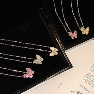 Populaire verrassing van ketting geschenken sieraden voor nieuwe volledige diamant vlinder ketting 18k roségouden vergulde tqb0