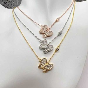 Populaire verrassing van ketting geschenken sieraden voor volledige diamant vlinder ketting dames goud niet vervagende originele gesp gmyf
