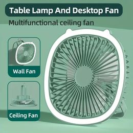Ventilador de lámpara de mesa Popular, ventilador de viento grande silencioso USB, luz nocturna montada en la pared, ventilador pequeño, ventilador interior y exterior con luz