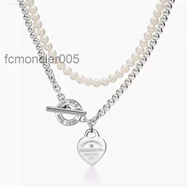 Temperamento popular 925 STERLING SILE OT Capa de hebilla Parla Coste con forma de corazón con collar de diamantes para mujeres XKF2