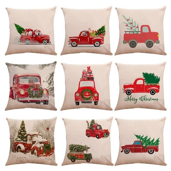 Tema popular de la serie de fundas de almohada navideñas, funda de cojín, sofá de coche, ropa de cama, suministros para el hogar, decoraciones navideñas T2I52371