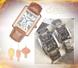 Popular reloj de diseño con esfera de tres pines para mujer y hombre, presidente, cronógrafo fino de acero inoxidable, batería de cuarzo, esfera romana cuadrada, pulsera sólida original