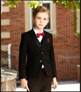 Populaire twee knoppen piek revers kid complete designer knappe jongen bruiloft pak jongens kleding op maat gemaakt (jas + broek + stropdas + vest) A44