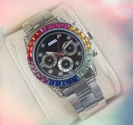 Popular Día unisex Tiempo Mira moda colofrul diamantes anillo hombres relojes femeninas de cuarzo batilyies presidenta presidenta brazalete de la cadena reloj Relogio Feminino Regalos