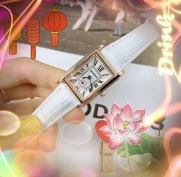 Populaire US Femmes Montres Tectangle Forme Roman Tank Série Quartz Batterie Femmes Ceinture En Cuir Véritable Lady Business montres-bracelets élégantes beaux cadeaux