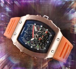 Populaire VS Europa Skeleton Men Watch Stopwatch 43mm mode Casual Clock Man Rubber Belt Automatic Quartz Bewegingskalender Classic Generous polshorloge