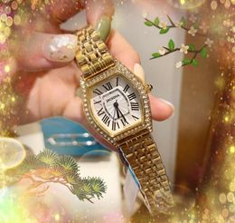 Populaire VS Luxe vrouwen Diamanten Ring Watches Tonneau Shape Dial Quartz Sapphire Glass Romeinse Numerals Upgraded Auto Date vrouwelijke geschenken polshorloge