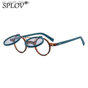 Populaire Vintage Steampunk Flip Up Zonnebril Retro Kleine Ronde Metalen Zonnebril voor Mannen Vrouwen Merk Cirkel Oculos Ins Shade L230523