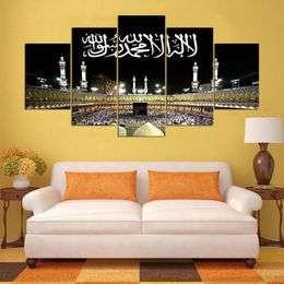 Arte de pared Popular, lienzo sin marco, moda abstracta, 5 piezas, pinturas al óleo decorativas islámicas, cuadros modernos musulmanes, decoración del hogar 243S