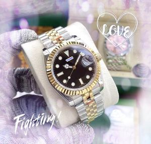 Mujeres populares Auto Día Fecha Reloj Movimiento importado Reloj de cuarzo Moda Mujer Alta calidad Conjunto de acero inoxidable completo Sinfín 3 puntero Relojes de pulsera regalos