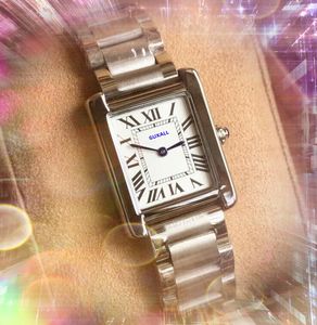 Mujeres populares amantes de tamaño pequeño relojes de batería de cuarzo 28 mm tanque cuadrado sólido acero inoxidable reloj de acero inoxidable regalos de pulsera de oro al por mayor de plata rosa al por mayor